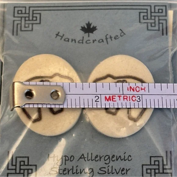 Stoneware Clay Handmade Bear Post Earrings SS - Picture 4 of 4